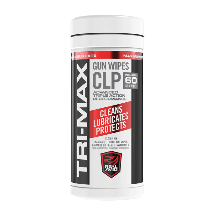 Black; Real Avid - TRI-Max CLP Gun Wipes – 60 CT Canister - HCC Tactical