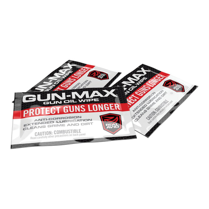 Black; Real Avid - Gun-Max Gun Oil Wipes – 25 Pack - HCC Tactical