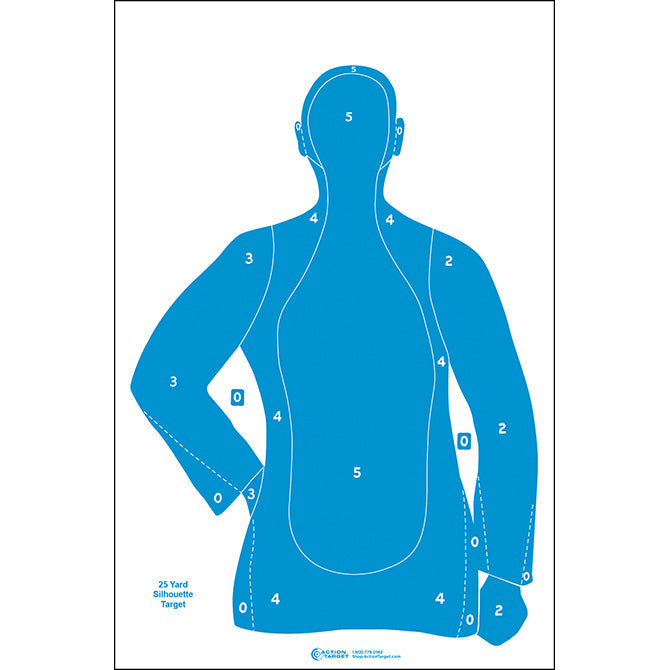 Blue; Action Target - Paper Target - 25 Yard Silhouette - HCC Tactical
