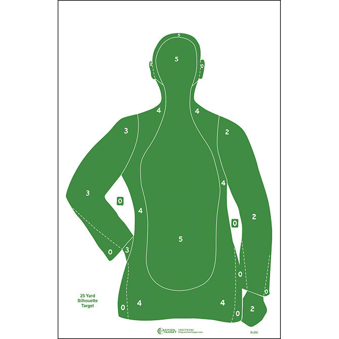 Green; Action Target - Paper Target - 25 Yard Silhouette - HCC Tactical