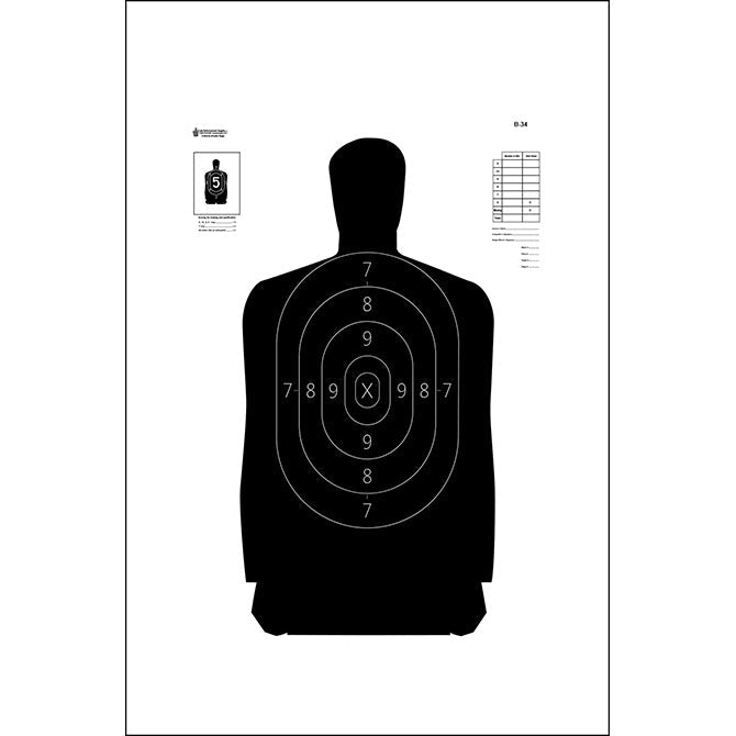 Black; Action Target - B-34 Qualification Target (17.5"x23") - HCC Tactical