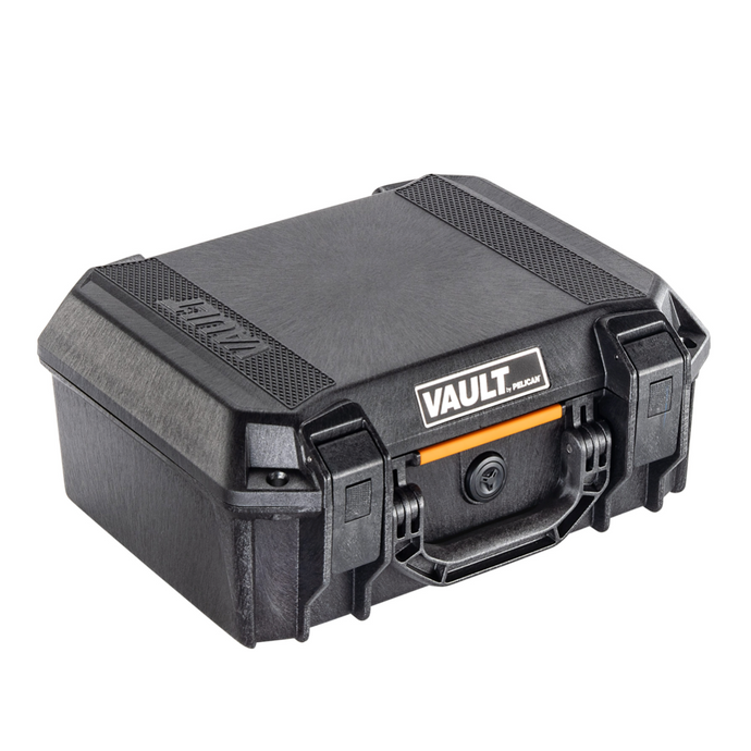 Black; Pelican - V200 Vault Medium Pistol Case (15" length) - HCC Tactical