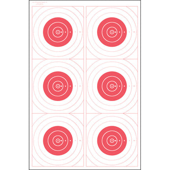 Red; Action Target - Six Bull's-Eye Military Training Target (23" x 35") - HCC Tactical