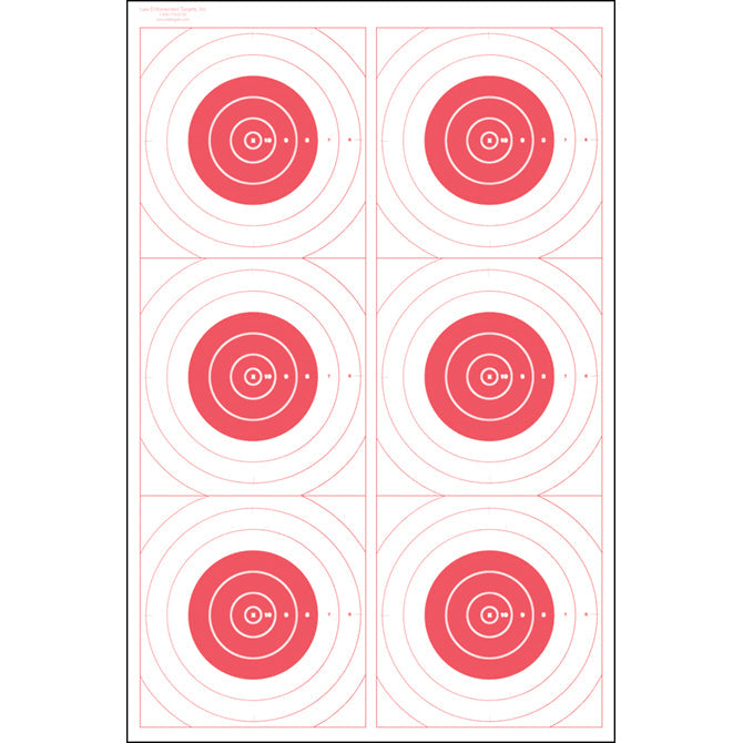 Red; Action Target - Six Bull's-Eye Military Training Target (23" x 35") - HCC Tactical
