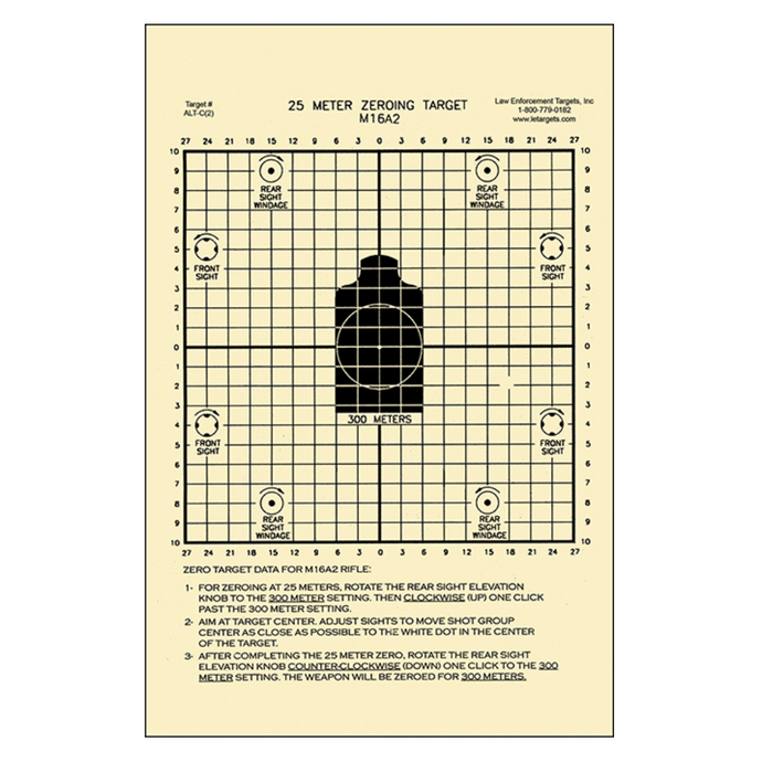Black; Action Target - M16 Zeroing (8.75" x 11.5") - HCC Tactical