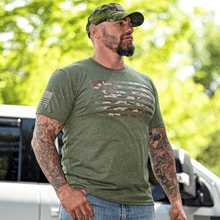 Camo American Flag T-Shirt (Army Green)