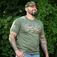 Camo American Flag T-Shirt (Army Green)