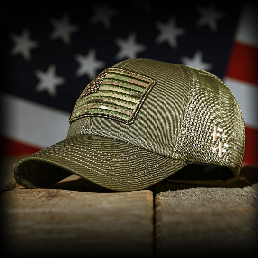 MultiCam Flag Patch OD Green (Range Hat)