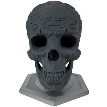 Nod-Pod - Skull Helmet Stand Spade Light Silver Front - HCC Tactical