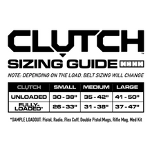 Unity Tactical - CLUTCH Belt - Size guide - HCC Tactical