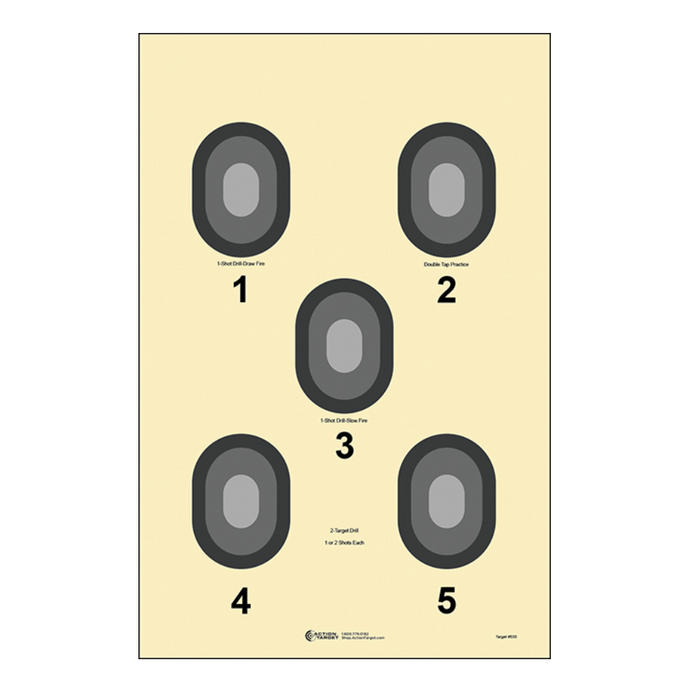 Cream/Black; Action Target - 5 Bull's-Eye Target - HCC Tactical