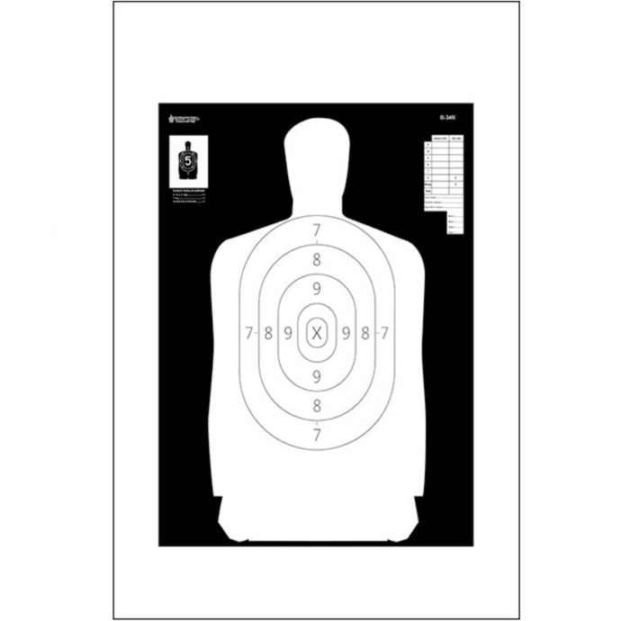 White; Action Target - B-34 Qualification Target (17.5"x23") - HCC Tactical
