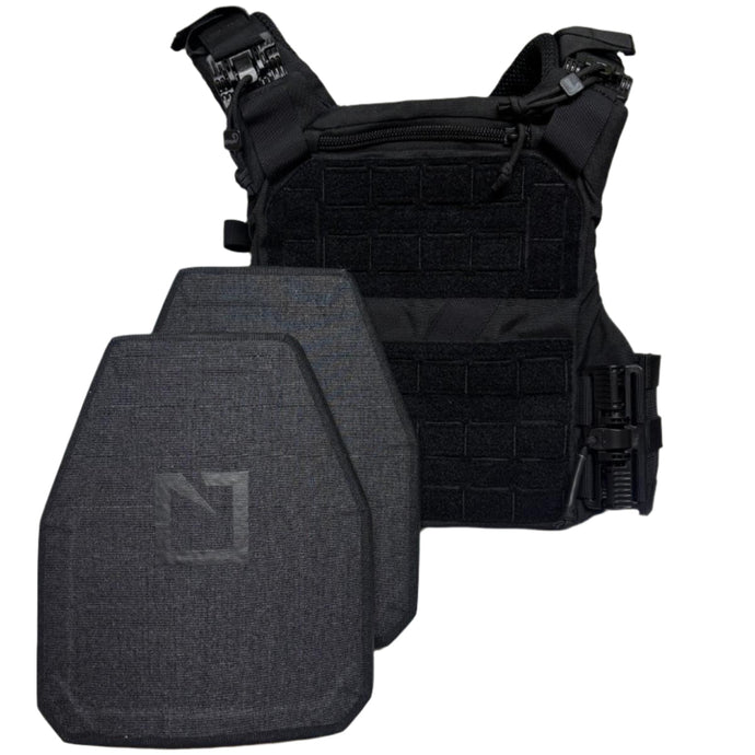 Black; Agilite - K19 Plate Carrier with Hesco 3810 Plates - Shooter - HCC Tactical
