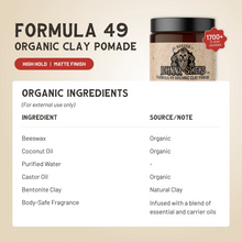 Formula 49 - Organic Clay Based Pomade (High Hold / Matte Shine)
