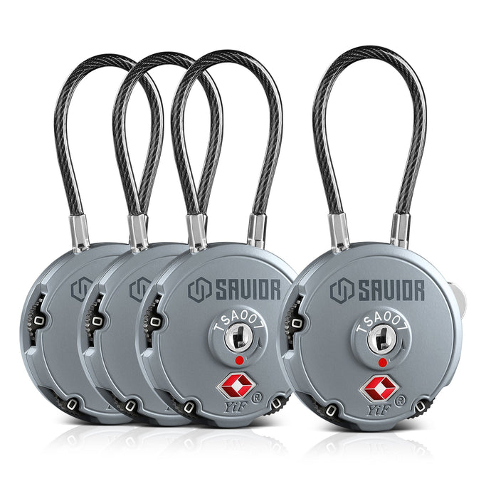 Combination Cable Lock (3-Digit) - 1/2/4 Pack