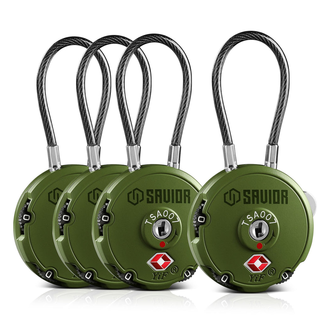 Combination Cable Lock (3-Digit) - 1/2/4 Pack
