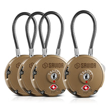 Combination Cable Lock (3-Digit) - 1/2/4 Pack