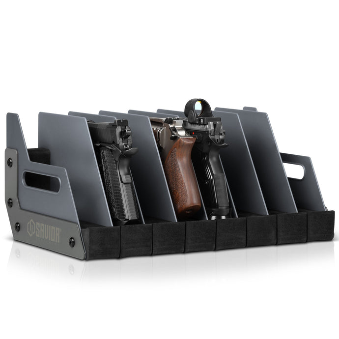 Mobile Pistol Storage Rack w/ Handle - 4/6/8/12 Slots