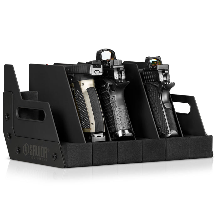 Mobile Pistol Storage Rack w/ Handle - 4/6/8/12 Slots