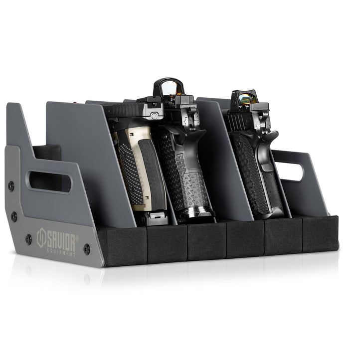 Mobile Pistol Storage Rack w/ Handle - 4/6/8/12 Slots
