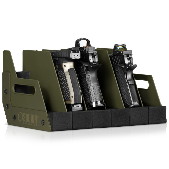 Mobile Pistol Storage Rack w/ Handle - 4/6/8/12 Slots