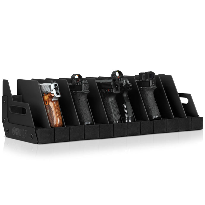 Mobile Pistol Storage Rack w/ Handle - 4/6/8/12 Slots