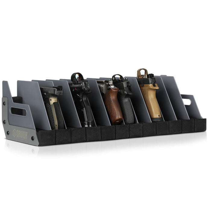 Mobile Pistol Storage Rack w/ Handle - 4/6/8/12 Slots