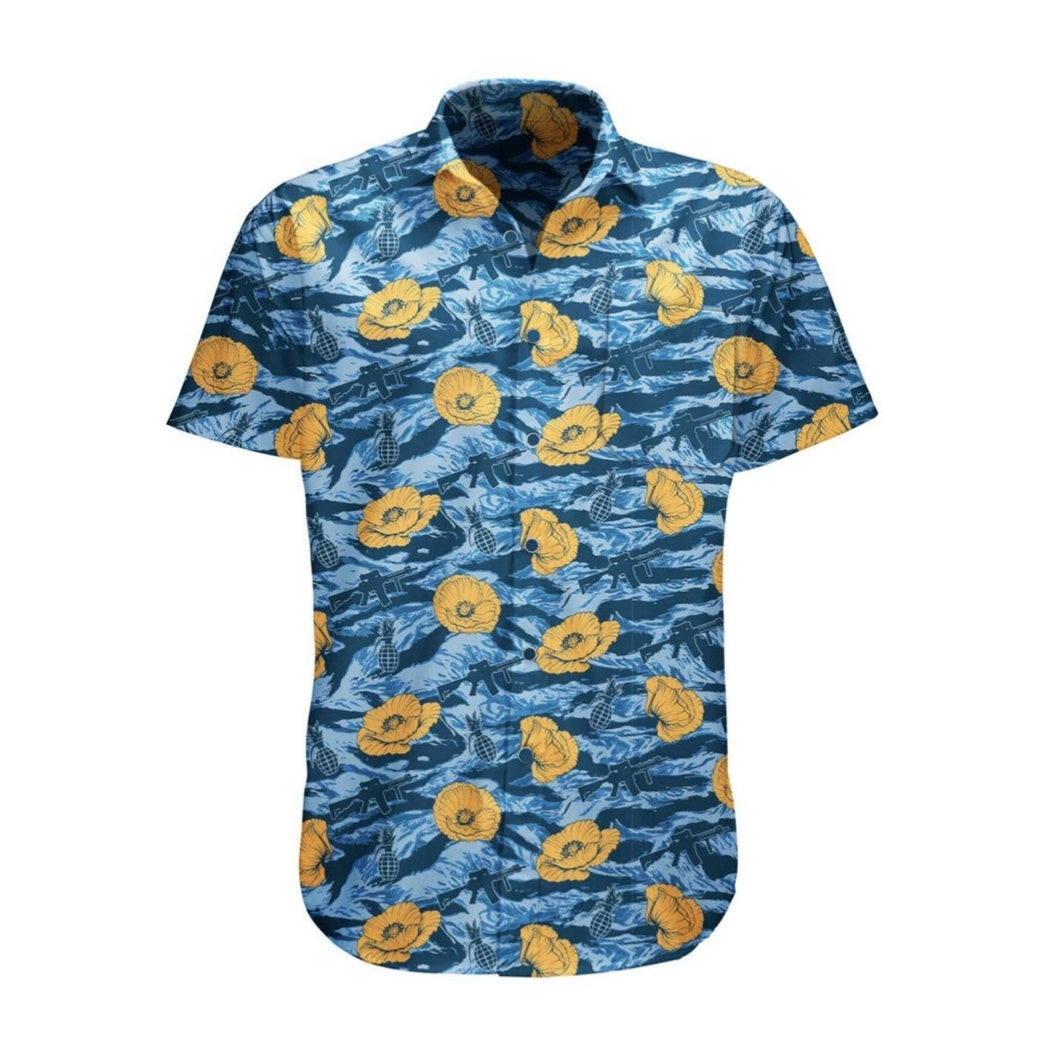 Tiger Stripe Blue Button-up