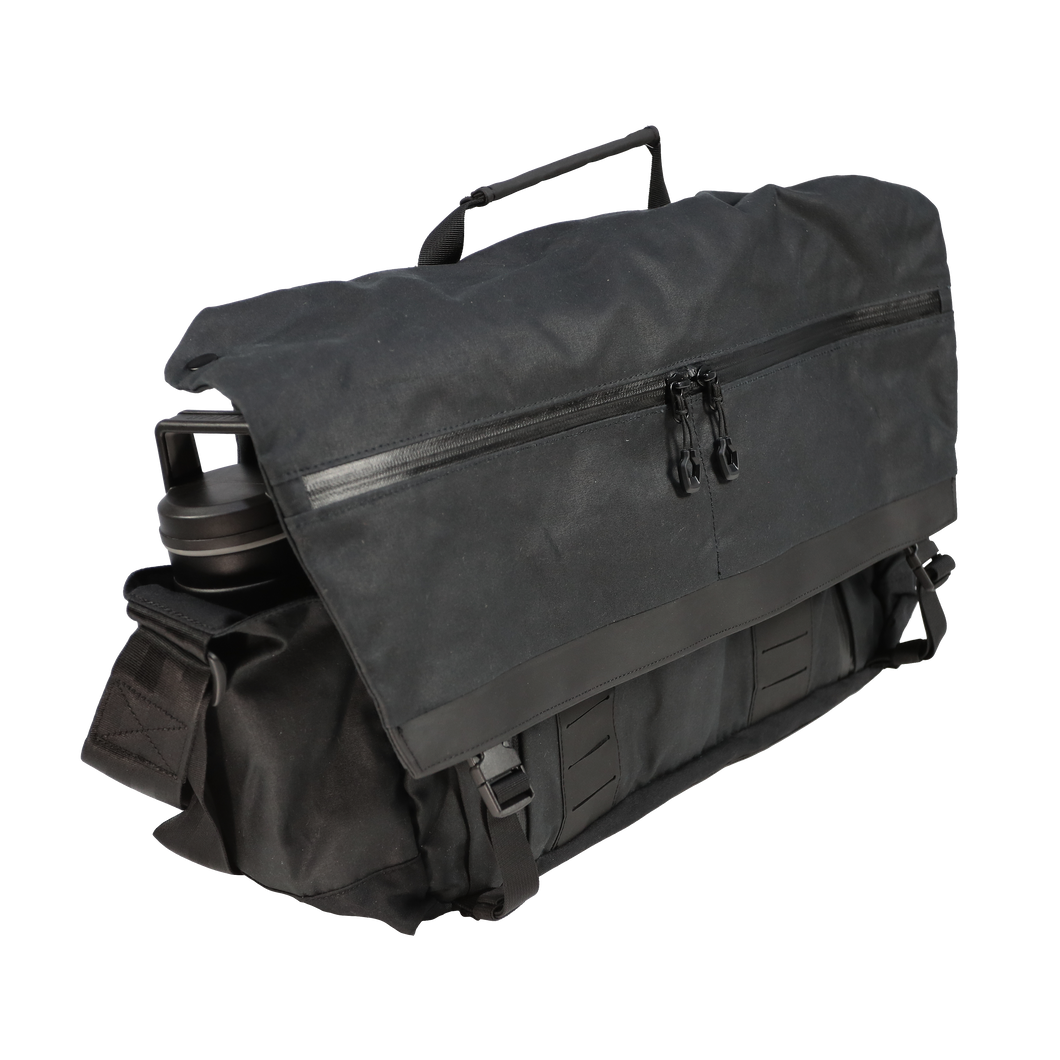 Grey Ghost Gear - Wanderer Messenger Bag BK Angle - HCC Tactical