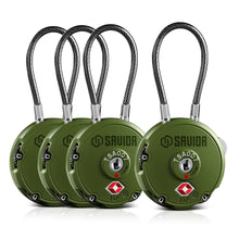 OD Green; Savior Equipment - 3-Digit Cable Lock 3 Pack- HCC Tactical
