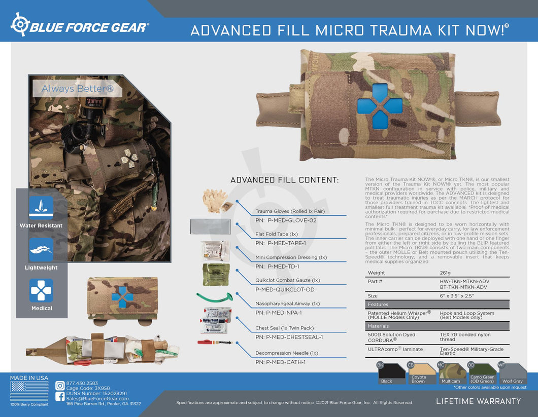 Blue Force Gear - Micro Trauma Kit NOW! - HCC Tactical